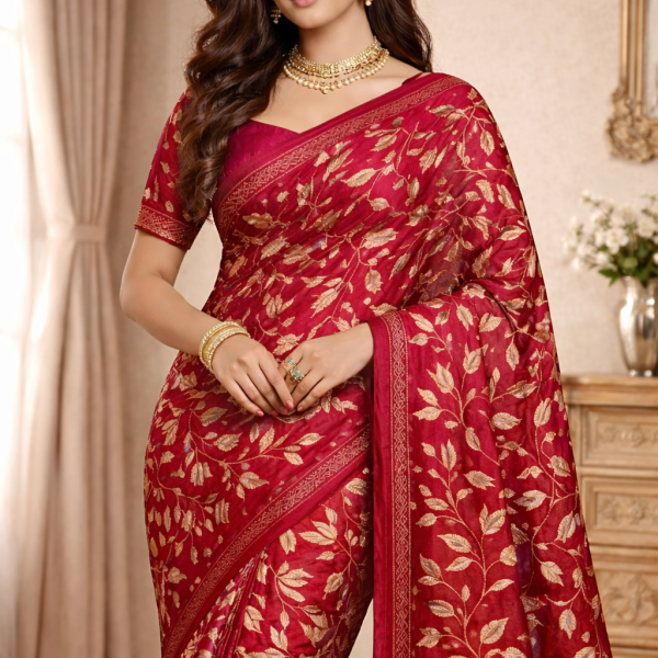 Georgette Printed Sarees for Women with Blouse Piece