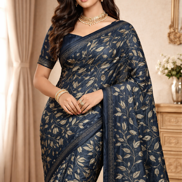 Georgette Printed Sarees for Women with Blouse Piece