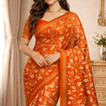 Georgette Printed Sarees for Women with Blouse Piece