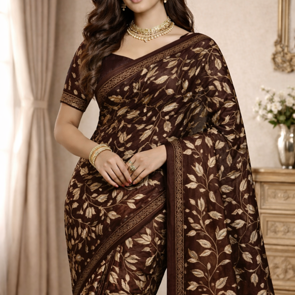 Georgette Printed Sarees for Women with Blouse Piece