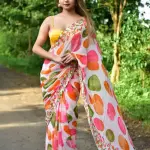 Polka Dot Printed Georgette Saree