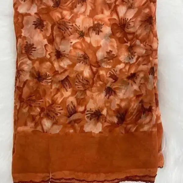  Georgette Printed Saree (With Lace)