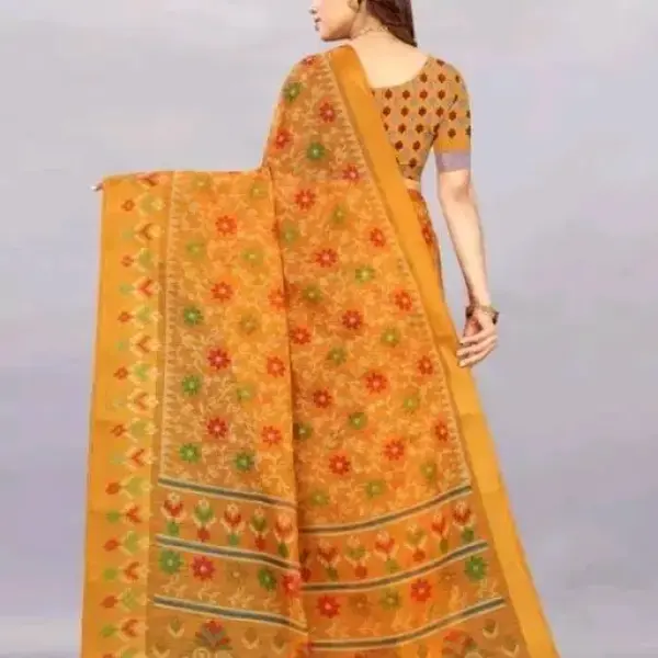 Brasso Cotton Blend Yellow Brocade Saree