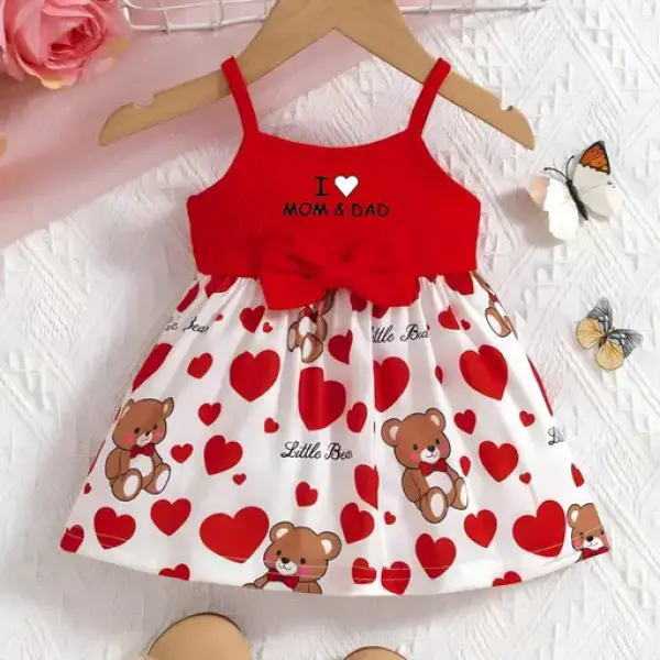Frock For Girls, mom dad dress, red love dress