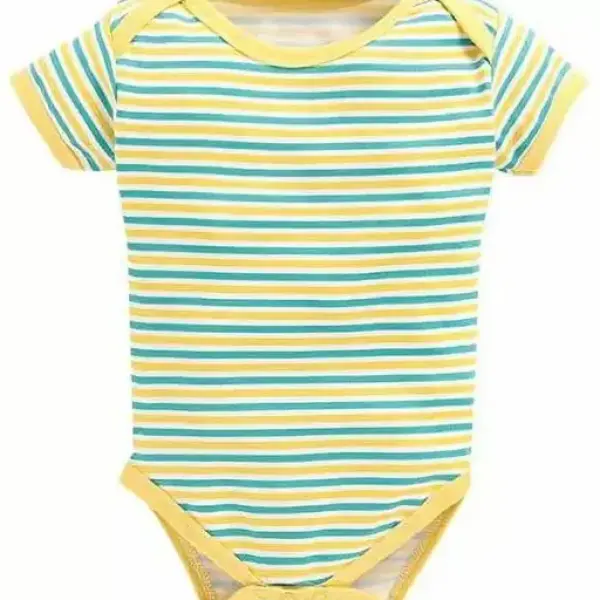 100% Cotton Baby Bodysuit Short Sleeve Half Romper Pack of 3 yellow