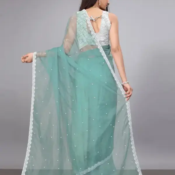 Women's SUPERNET BEADS AND STONE SAREE