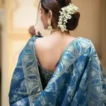  Woven, Embellished Kanjivaram Silk Blend, Jacquard Saree