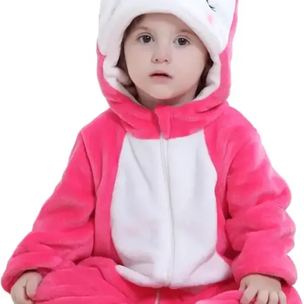 Kids romper jumpsuit panda style onesie diaper changing technique for baby boys and baby girls Pink