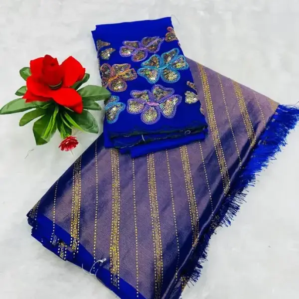   Magic Women's Brasso Foil work Saree