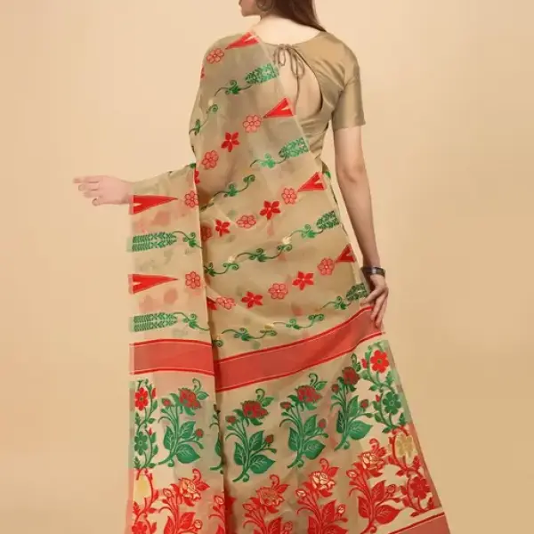  Cotton Linen Dhakai Jamdani Woven Designer Saree