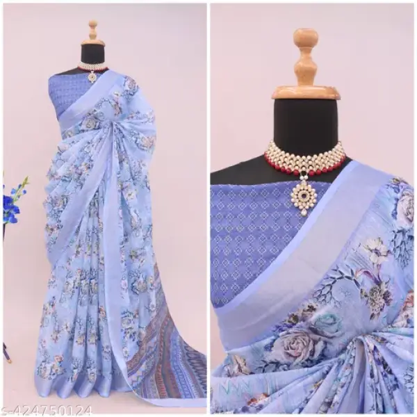 COTTON LILAN DIGITAL RPINT SAREE