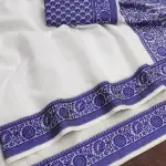 White/Blue Cotton Silk Saree