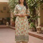 Women's Pure Cotton Chikankari Emrboidery Kurti With Pant