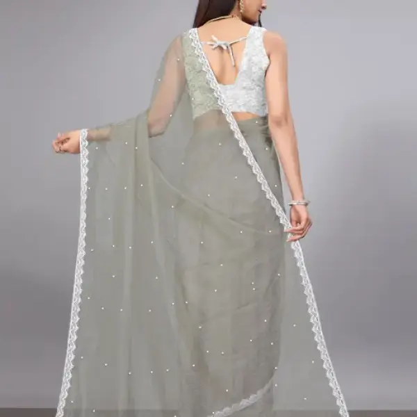 Women's SUPERNET BEADS AND STONE SAREE