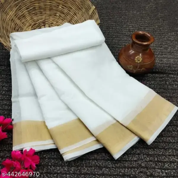  White Traditional Cotton Saree