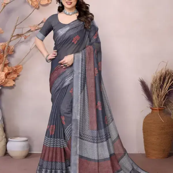 DESIGNER FANCY COTTON LINEN SAREES