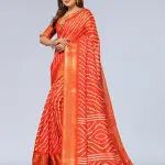  Women's Cotton Silk Lehriya Pattern Saree