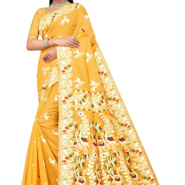  BROYAAR SHOP Jamdani Designer Cotton Blend Silk Saree
