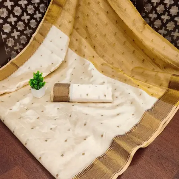 Beige Bindi Cotton Silk Saree