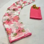  Beautiful Red Kalamkari Floral Printed Georgette Saree
