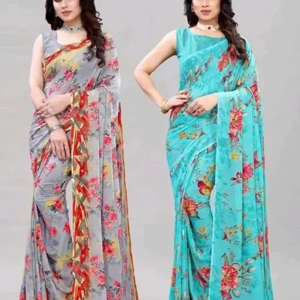  Fashionable Georgette Saree (Pack Of 2)