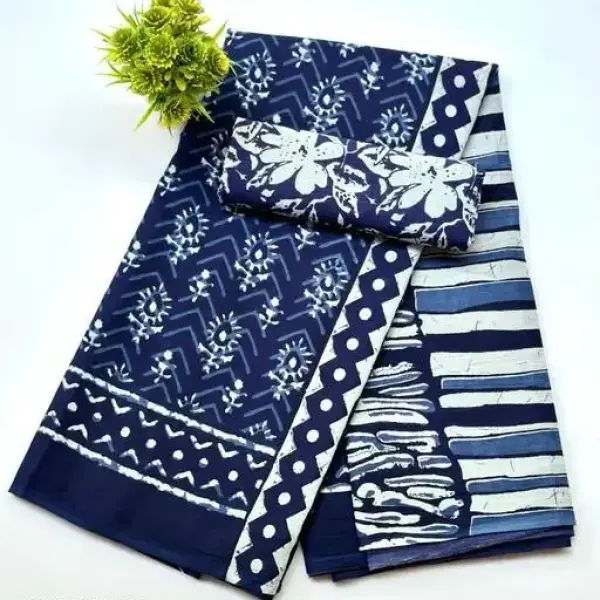  Jaipuri Hand Block Printed Daily Wear Soft Cotton Mulmul Saree