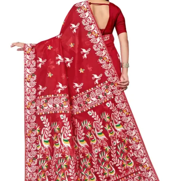  BROYAAR SHOP Jamdani Designer Cotton Blend Silk Saree