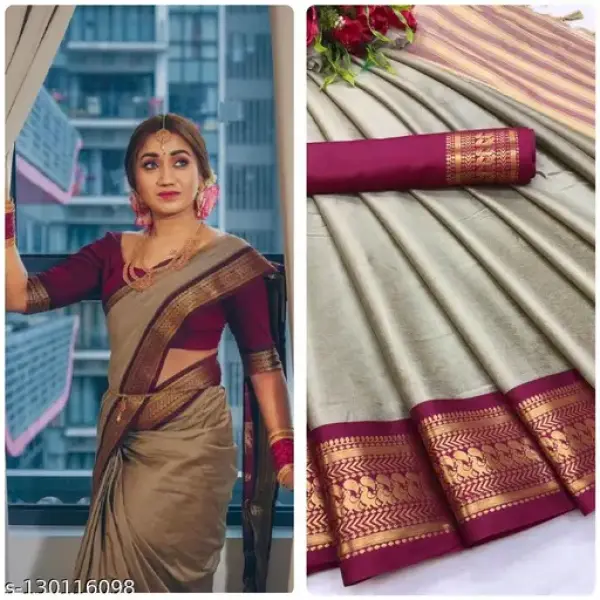 Silk Grey Tassels and Latkans Saree