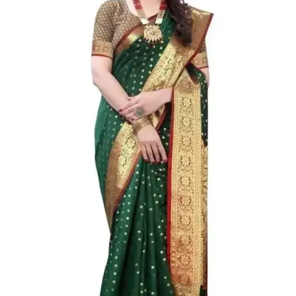  Banarasi Silk Green Jacquard Saree