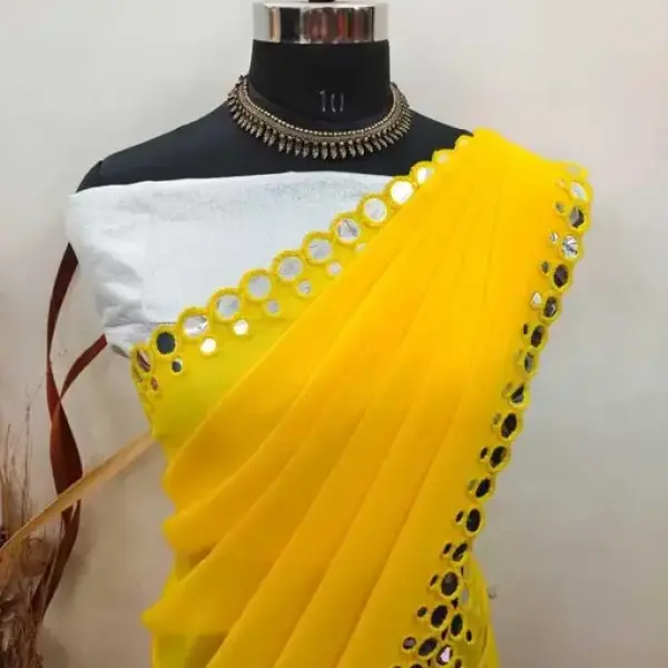NEW FENCY GEORGETTE CUT WORK SAREE
