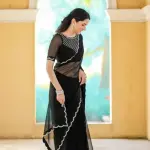 Zeekha dimond stone work hot fixing georgette saree