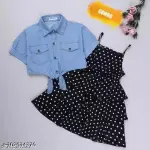 Girls Black Frocks And Dress With Ice Jacket