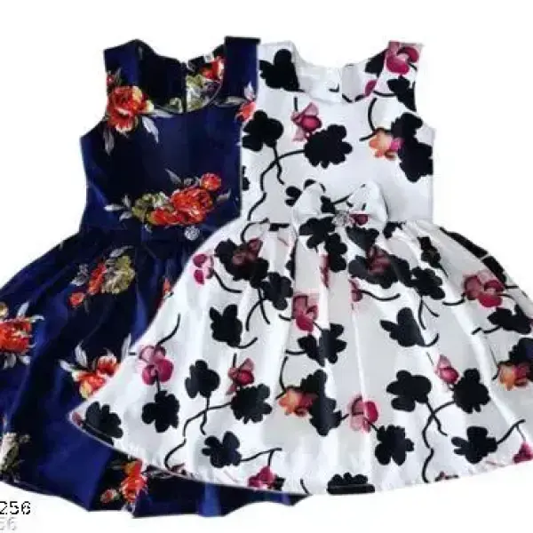 Girls Frock Blue and White