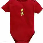 100% Cotton Baby Bodysuit Short Sleeve Half Romper Pack of 3 red