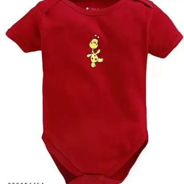 100% Cotton Baby Bodysuit Short Sleeve Half Romper Pack of 3 red