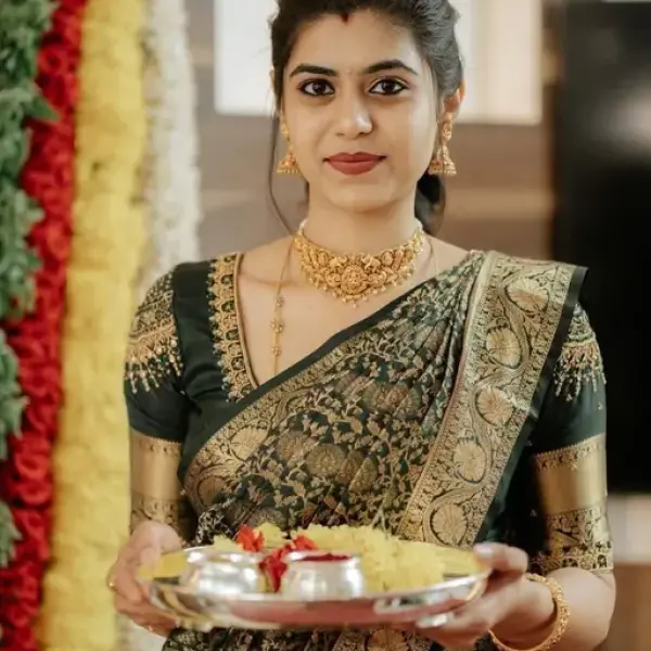  Golden Accented Green Saree