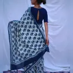  Bagru Hand Block Pure 100% Cotton Mulmul Fabric Soft Saree