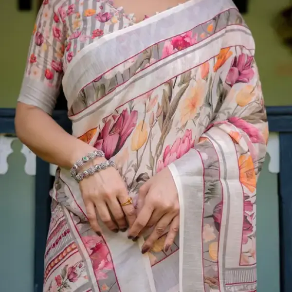 Trendy Cotton Linen Saree