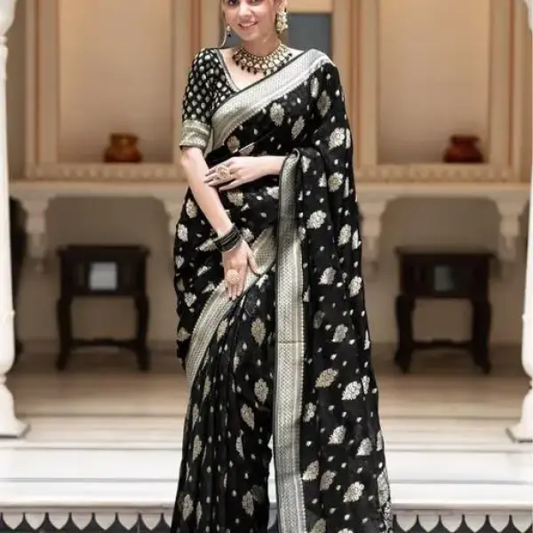 Woven BanarasiSilk Jacquard Saree