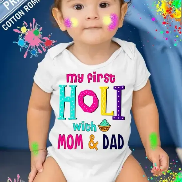 Holi Printed Baby Wear Romper Dress