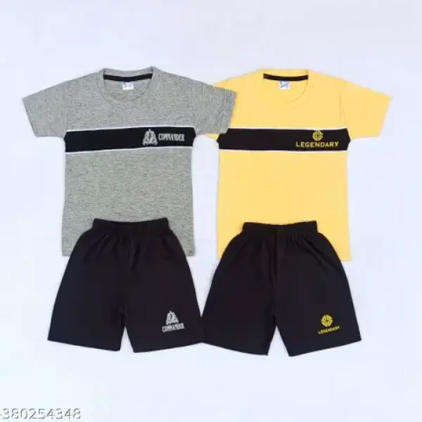 Boys T-shirt with Shorts YELLOW GRAY