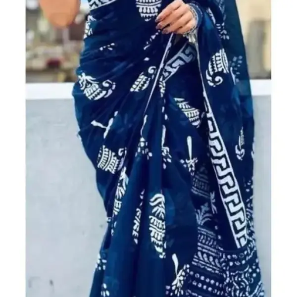  NEW SUMMER HAND BLOCK PRINTED COTTON MULMUL SAREE