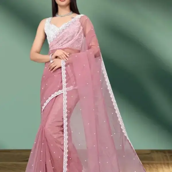  SUPERNET BEADS AND STONE SAREE