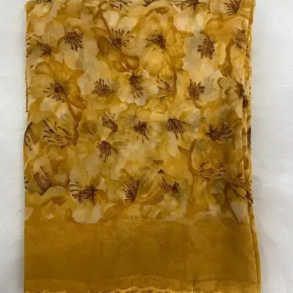  Georgette Printed Saree (With Lace)