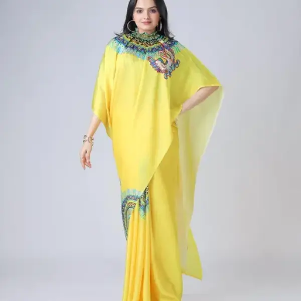 Women's satin silk Digital print saree