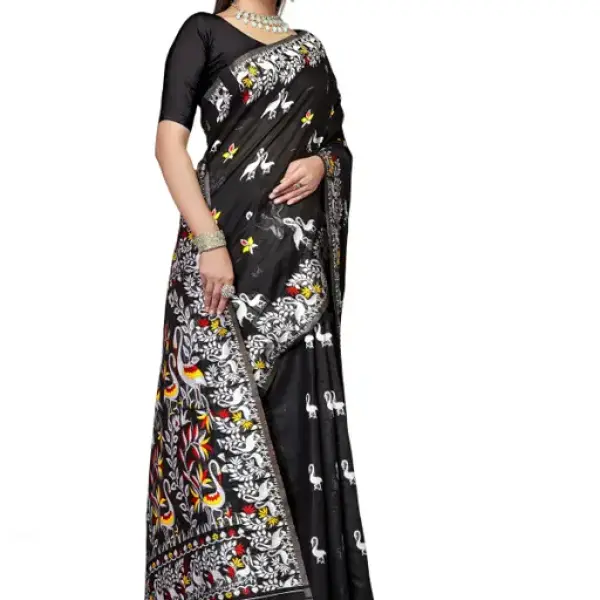  BROYAAR SHOP Jamdani Designer Cotton Blend Silk Saree