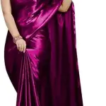 Sana silk satin purple saree with Blouse
