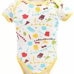 100% Cotton Baby Bodysuit Short Sleeve Half Romper Pack of 3 yellow
