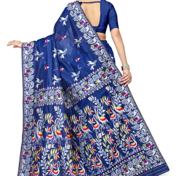  BROYAAR SHOP Jamdani Designer Cotton Blend Silk Saree