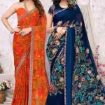  Pack of-2 New Arrival Latest Georgette Printed Saree